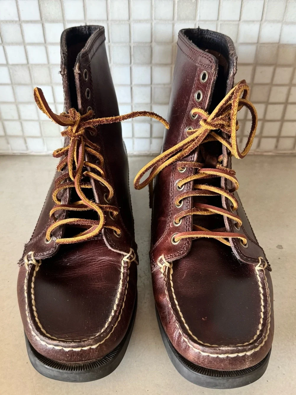 Eastland Vintage Seneca Leather Boots High Laces Women’s 7.5 Dark Brown Preppy